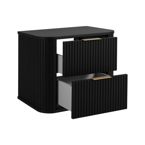 Meuble De Salle De Bain, Noir Mat, Poignée Dorée, 41,5 X 60 X 51,7 Cm
