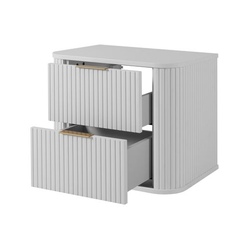 Meuble De Salle De Bain, Blanc Mat, Poignée Noire, 41,5 X 60 X 51,7 Cm