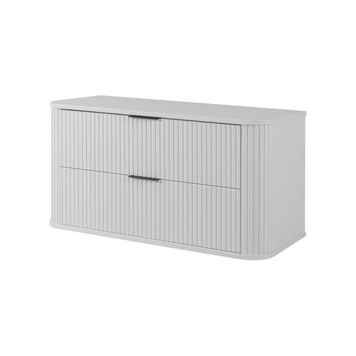 Meuble De Salle De Bain, Blanc Mat, Poignée Noire, 41,5 X 100 X 51,7 Cm