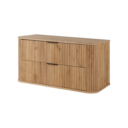 Meuble De Salle De Bain, Chêne Craft, Poignée Noire, 41,5 X 100 X 51,7 Cm