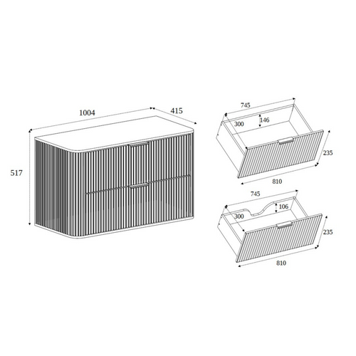 Meuble De Salle De Bain, Chêne Craft, Poignée Noire, 41,5 X 100 X 51,7 Cm