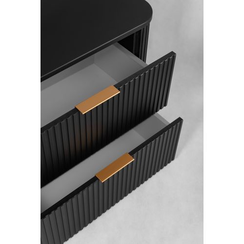 Meuble De Salle De Bain, Noir Mat, Poignée Dorée, 41,5 X 100 X 51,7 Cm