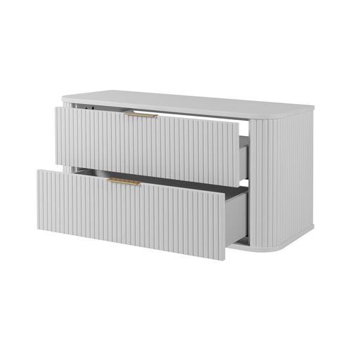 Meuble De Salle De Bain, Blanc Mat, Poignée Dorée, 41,5 X 100 X 51,7 Cm