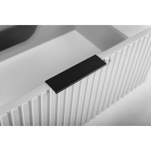 Meuble De Salle De Bain, Blanc Mat, Poignée Noire, 41,5 X 120 X 51,7 Cm