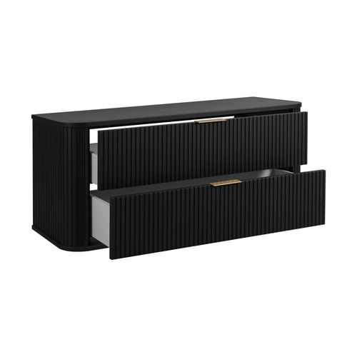 Meuble De Salle De Bain, Noir Mat, Poignée Dorée, 41,5 X 120 X 51,7 Cm