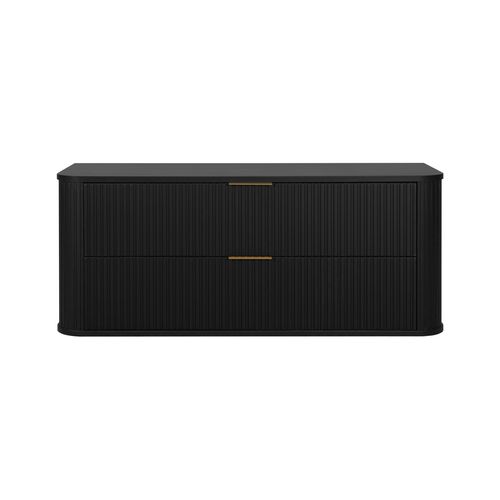 Meuble De Salle De Bain, Noir Mat, Poignée Dorée, 41,5 X 120 X 51,7 Cm
