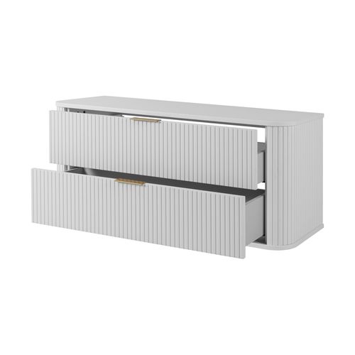 Meuble De Salle De Bain, Blanc Mat, Poignée Dorée, 41,5 X 120 X 51,7 Cm