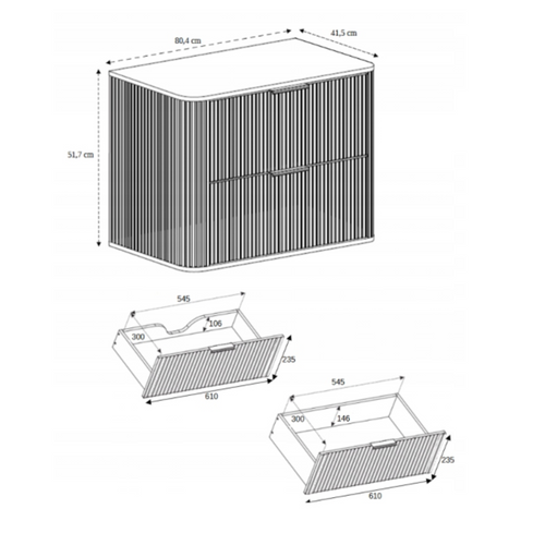 Meuble De Salle De Bain, Noir Avec Poignée Noire, 80,4 X 51,7 X 41,5 Cm