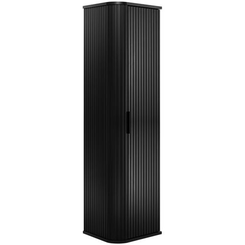 Meuble De Salle De Bain, Noir, Poignée Noire, 35,5 X 139 X 31,5 Cm