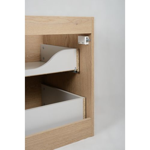 Meuble De Salle De Bain 120 Cm (2 X 60), Couleur : Chêne Clair, 120 X 57 X 46 Cm