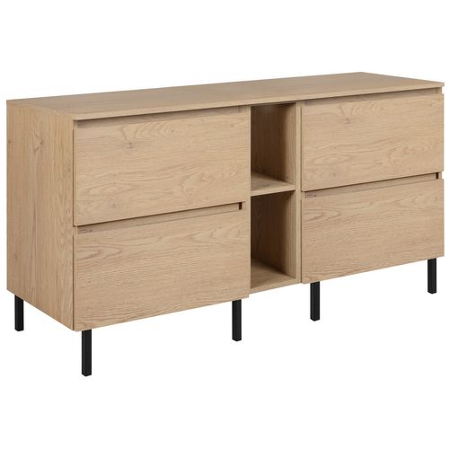 Meuble De Salle De Bain 140 Cm (2 X 60 + 20) + Top, Pieds, Couleur : Chêne Clair, 140 X 77 X 46 Cm