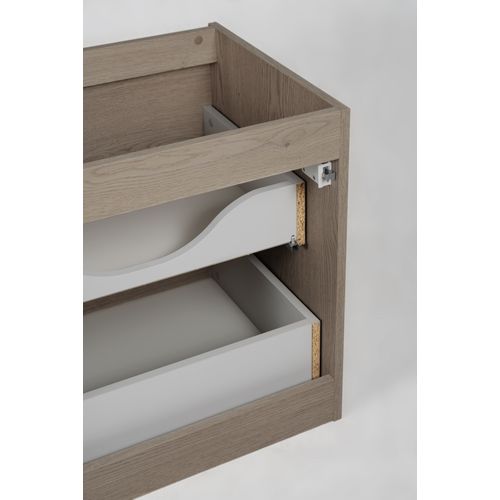 Meuble De Salle De Bain 140 Cm (2 X 60 + 20), Couleur: Chêne Foncé, 140 X 57 X 46 Cm