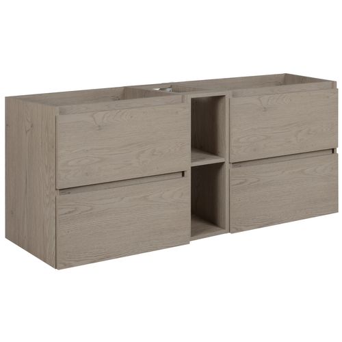 Meuble De Salle De Bain 140 Cm (2 X 60 + 20), Couleur: Chêne Foncé, 140 X 57 X 46 Cm