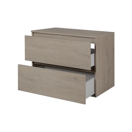 Meuble De Salle De Bain 80 Cm Avec Plan De Travail Supérieur, Couleur: Chêne Foncé, 80 X 57 X 46 Cm