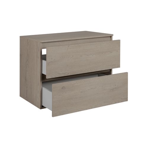 Meuble De Salle De Bain 80 Cm Avec Plan De Travail Supérieur, Couleur: Chêne Foncé, 80 X 57 X 46 Cm