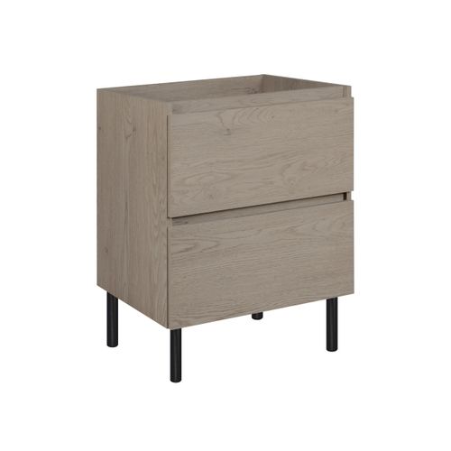 Meuble De Salle De Bain, Pieds, Couleur: Chêne Foncé, 60 X 46 X 80,7 Cm, Sans Plan De Travail