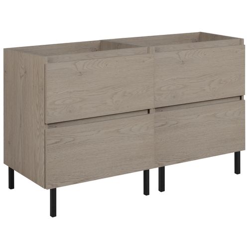 Meuble De Salle De Bain 120 Cm (2 X 60) + Pieds, Couleur: Chêne Foncé, 120 X 77 X 46 Cm