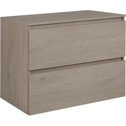 Meuble De Salle De Bain 80 Cm + Top, Pieds, Couleur: Chêne Foncé, 80 X 77 X 46 Cm