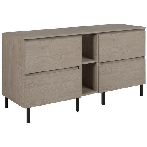 Meuble De Salle De Bain 140 Cm (2 X 60 + 20) + Top, Pieds, Couleur: Chêne Foncé, 140 X 77 X 46 Cm