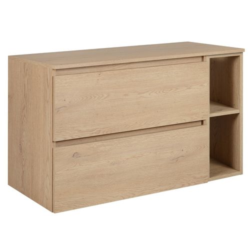 Meuble De Salle De Bain 100 Cm + Top, Couleur : Chêne Clair, 100 X 46 X 60,7 Cm