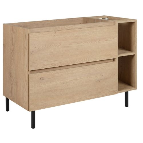 Meuble De Salle De Bain 100 Cm (80+20), Pieds, Couleur : Chêne Clair, 100 X 77 X 46 Cm