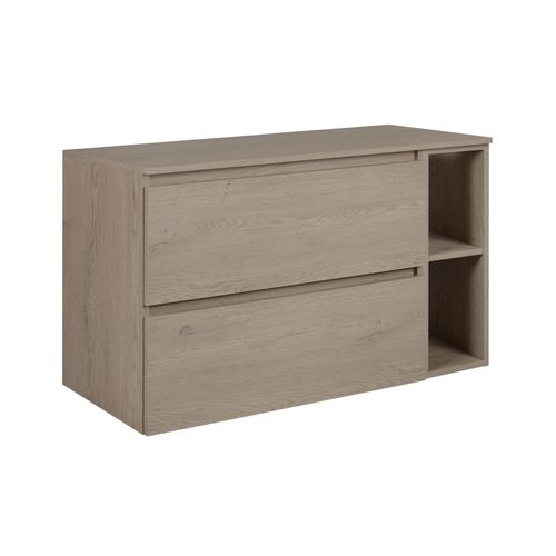 Meuble De Salle De Bain 100 Cm (80+20) + Top,couleur: Chêne Foncé, 100 X 57 X 46 Cm