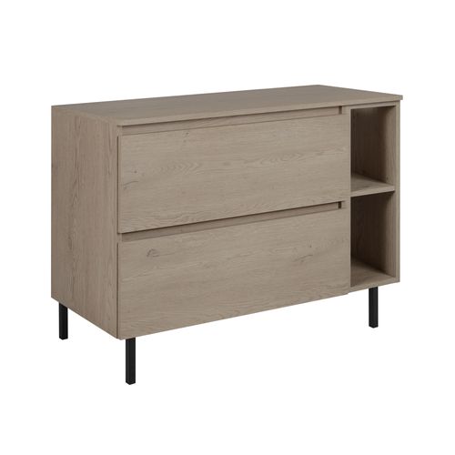 Meuble De Salle De Bain 100 Cm (80+20) + Top, Pieds, Couleur: Chêne Foncé, 100 X 77 X 46 Cm