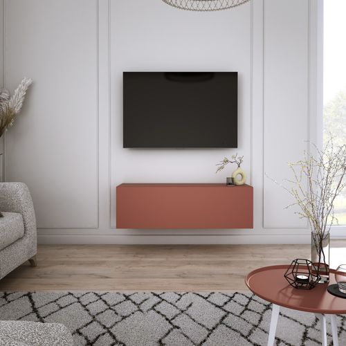 Meuble TV, Rouge Brique, 100 X 34 X 32 Cm