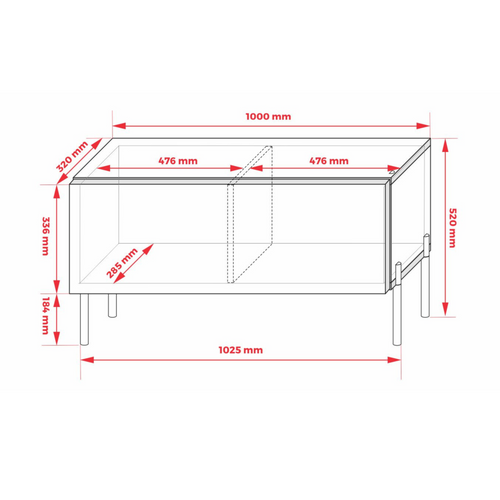 Meuble TV, Rouge Brique, 100 X 52 X 32 Cm, Pieds Noires