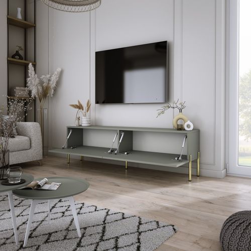 Meuble TV, Aloès, 140 X 52 X 32 Cm, Pieds Dorées