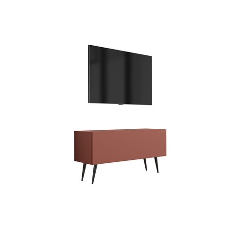 Meuble TV, Rouge Brique, 100 X 52 X 32 Cm, Pieds Noires