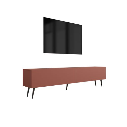 Meuble TV, Rouge Brique, 170 X 52 X 32 Cm, Pieds Noires
