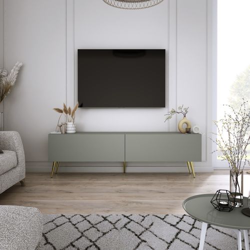 Meuble TV, Aloès, 140 X 52 X 32 Cm, Pieds Dorées