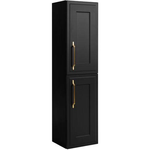 Meuble De Salle De Bain, Noir, 35 X 136 X 27 Cm, Poignée Dorée