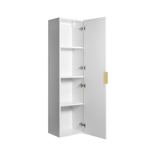 Colonne De Salle De Bain, Blanc, 35 X 136 X 27 Cm, Poignée Dorée