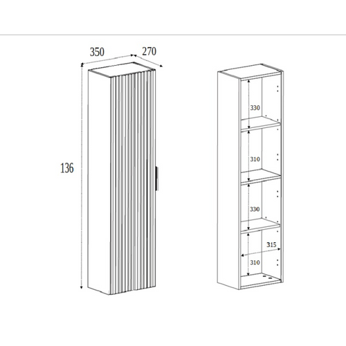Colonne De Salle De Bain, Blanc, 35 X 136 X 27 Cm, Poignée Dorée