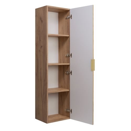 Colonne De Salle De Bain, Chêne Craft, 35 X 136 X 27 Cm, Poignée Dorée