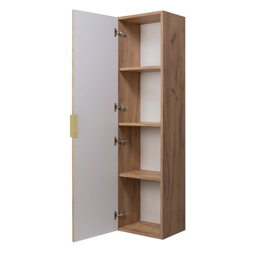 Colonne De Salle De Bain, Chêne Craft, 35 X 136 X 27 Cm, Poignée Dorée