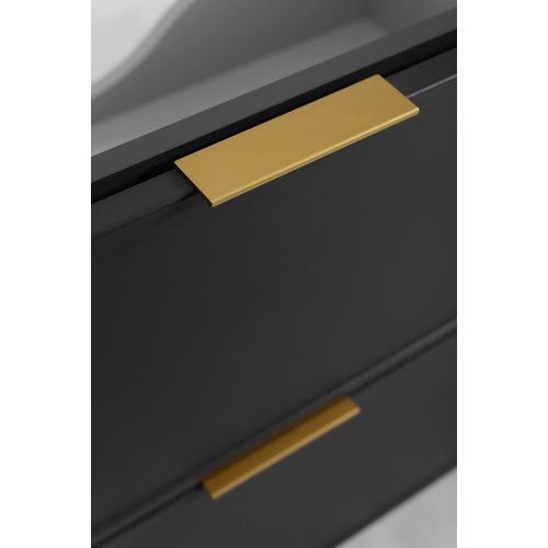 Meuble De Salle De Bain, Gris Foncé / Blanc, Poignée Dorée, 100 (80 + 20) X 46 X 57 Cm