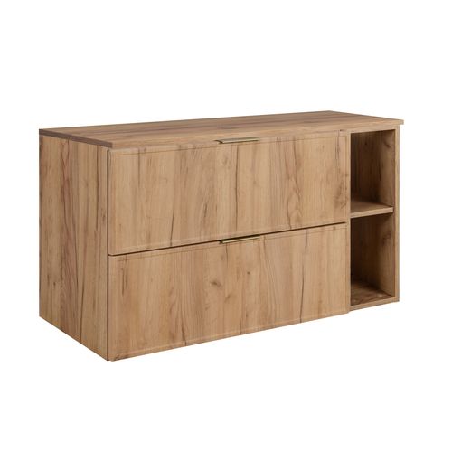 Meuble De Salle De Bain, Chêne Craft, Poignée Dorée, 100 (80 + 20) X 46 X 57 Cm