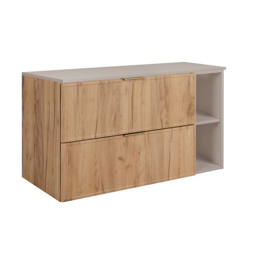 Meuble De Salle De Bain, Chêne Craft / Cachemire, Poignée Dorée, 100 (80 + 20) X 46 X 57 Cm