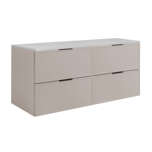 Meuble De Salle De Bain, Cachemire / Blanc, Poignée Noire, 160 ( 2 X 80) X 46 X 57 Cm