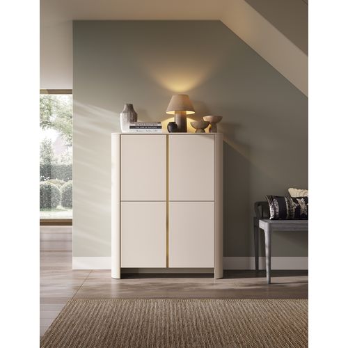 Buffet, Cachemire, 103 X 39 X 132 Cm, Meuble Moderne Aux Bords Arrondis