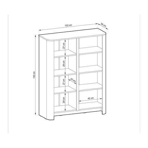 Buffet, Cachemire, 103 X 39 X 132 Cm, Meuble Moderne Aux Bords Arrondis