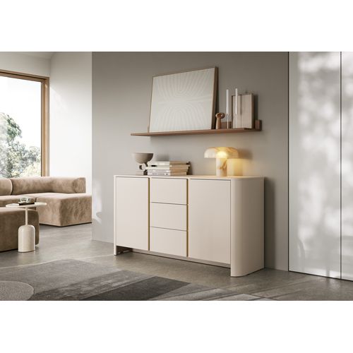 Buffet Avec 3 Tiroirs Et 2 Portes 103 X 39 X 132 Cm, Beige