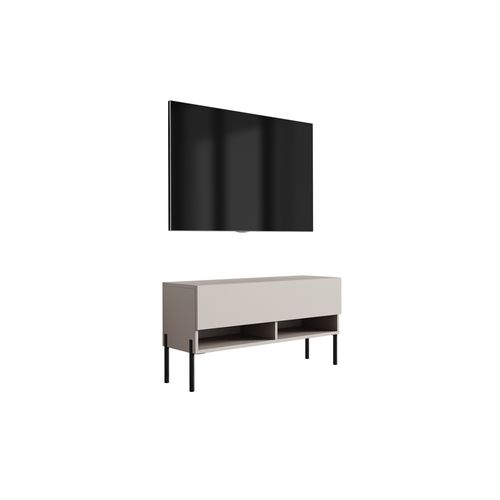 Meuble TV 100 Cm Cachemire, Pieds Droits Noirs, 100 X 32 X 52 Cm