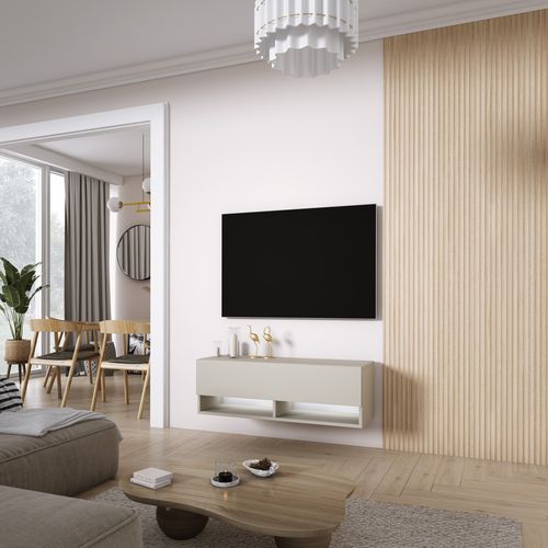 Meuble TV 100 Cm Cachemire, LED Blanc, 100 X 32 X 34 Cm