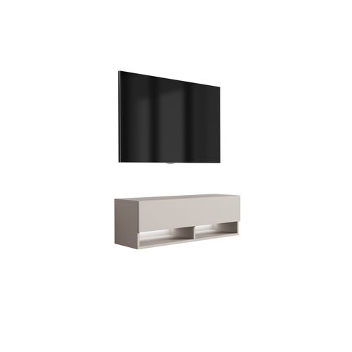 Meuble TV 100 Cm Cachemire, LED Blanc, 100 X 32 X 34 Cm