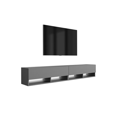 Meuble TV 200 (2 X 100) Cm Anthracite, LED Blanc, 200 X 32 X 52 Cm