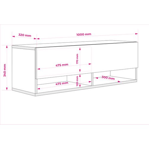 Meuble TV 100 Cm Cachemire, 100 X 32 X 34 Cm